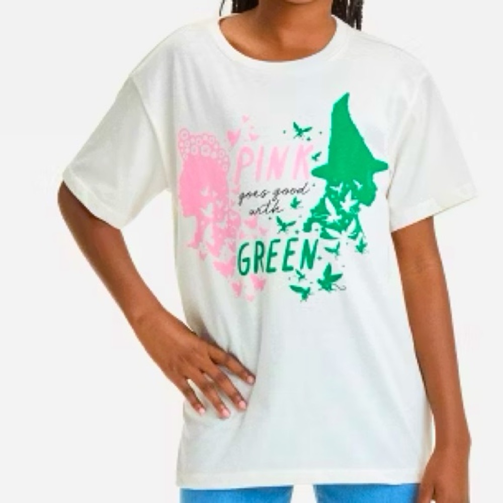 Girls' Wicked 'Pink Goes Good With Green' Short Sleeve Graphic T-Shirt - Ivory